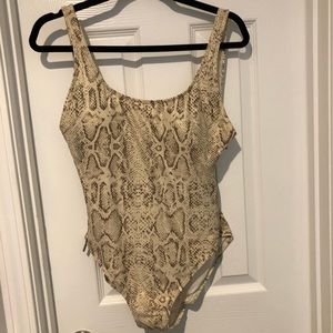 Carmen Mark Valvo sexy side zipper snakeskin gold dot sparkly swimsuit